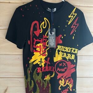 R3bel Flames & Stones Black Graphic Tee